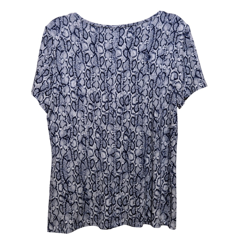 INC International Concepts Women's Blue Snakeskin Print Scoop Neck T-Shirt Sz XL - Picture 6 of 6